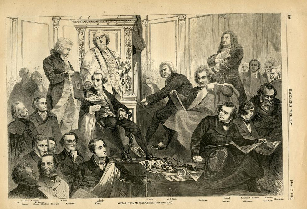 "Grandes compositores alemanes" en una publicación periódica de 1870.