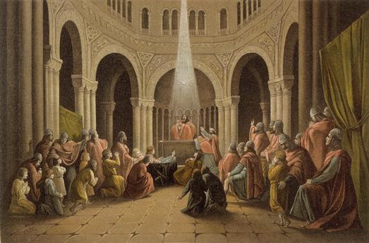 Escena final de Parsifal en su estreno en Bayreuth [1882], por Carl Ritter.
