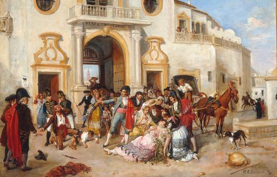 Muerte de Carmen [1890], en un óleo de Manuel Cabral Aguado Bejarano.