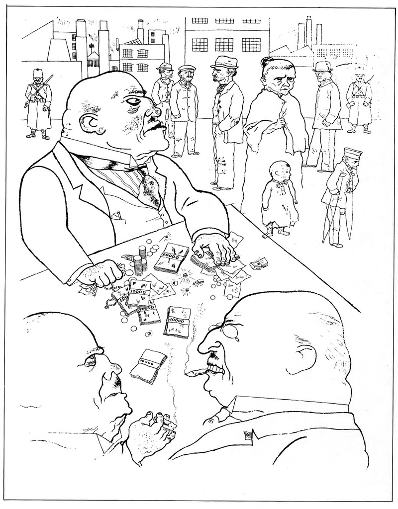 Dibujo satírico de George Grosz.