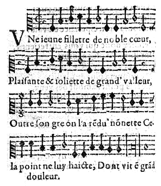 Versión de la melodía recogida en la antología de Jehan Chardavoine [1537].