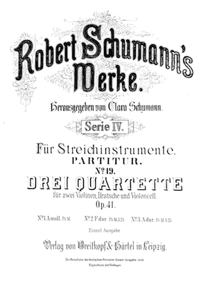 Portada de los cuartetos op.41 de Robert Schumann