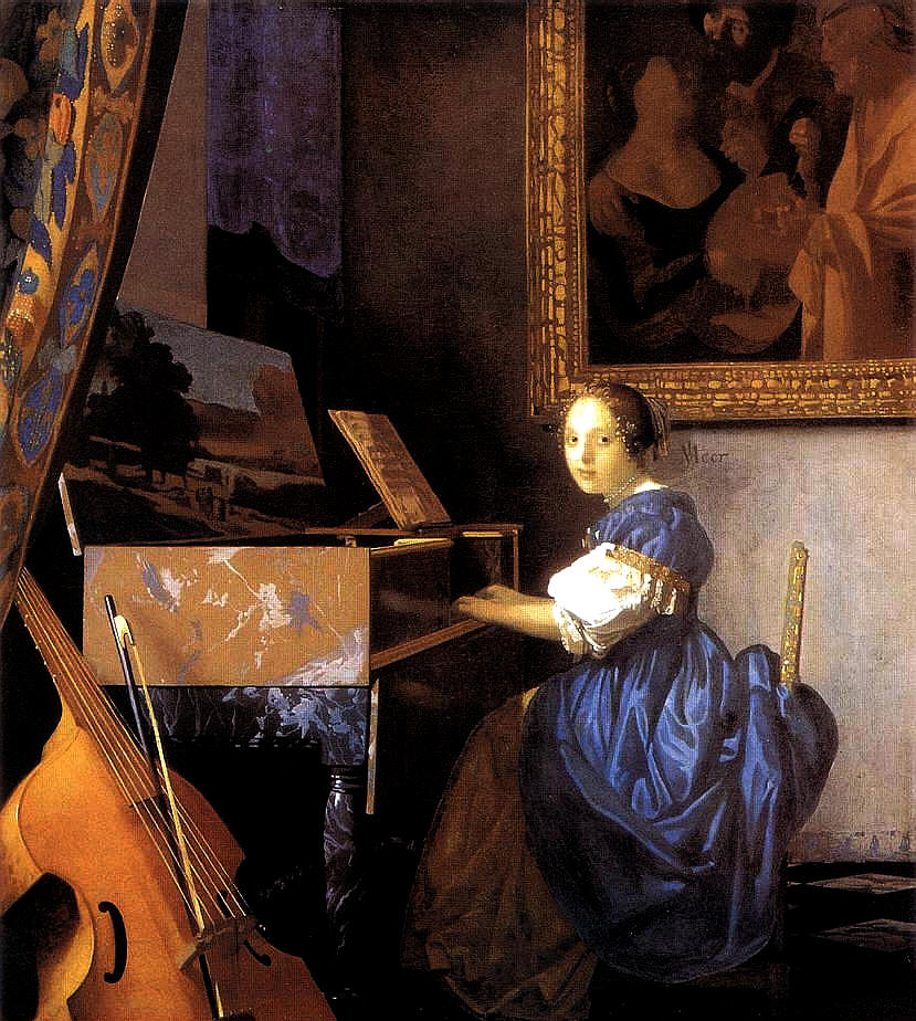 Mujer tocando el virginal, Vermeer de Delft, ca.1673.