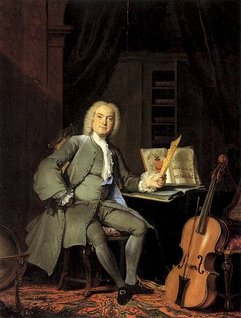 Un aficionado al cello de la familia Van der Mersch [1736], óleo de Cornelis Troost.