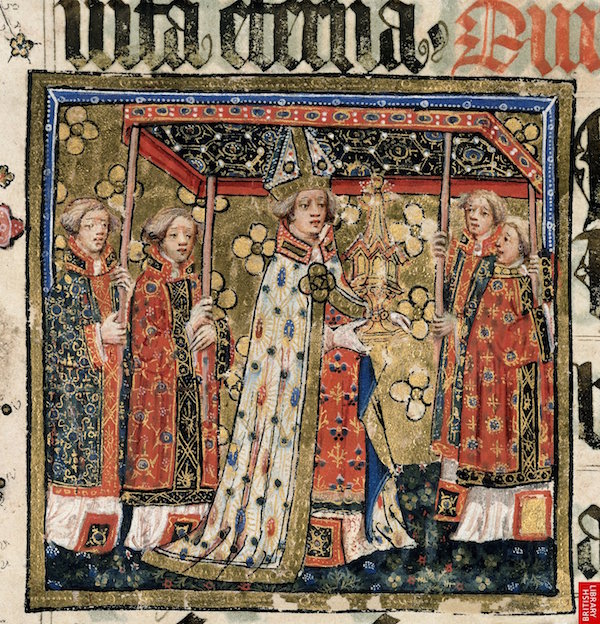 Procesión del Corpus Christi en el siglo XV (The Lovell Lectionary. Harley 7026).