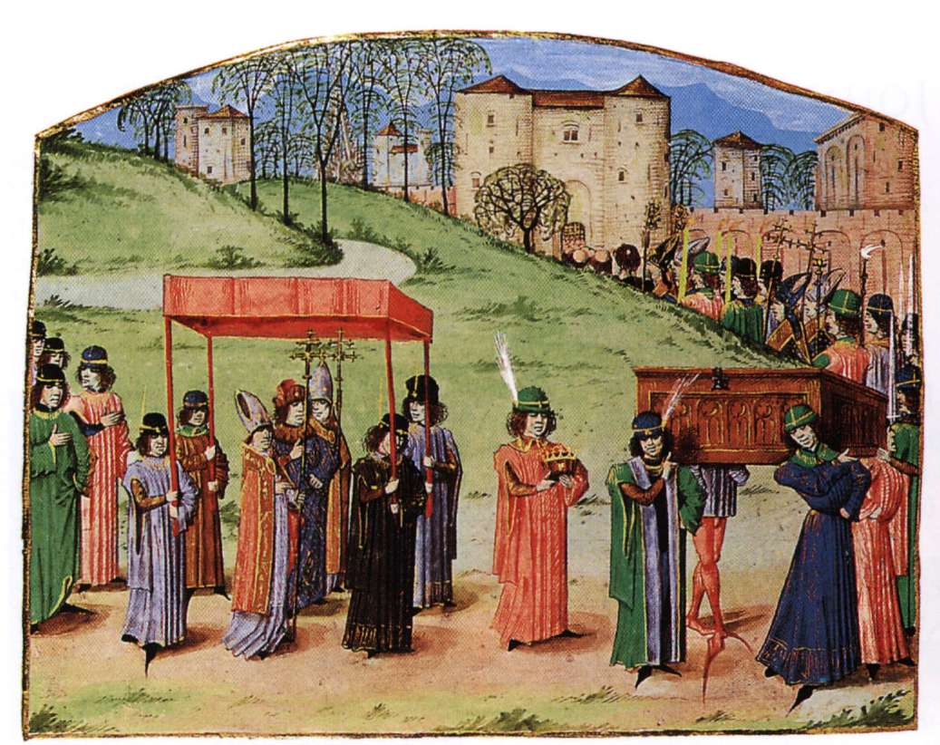 Procesión para una coronación medieval.