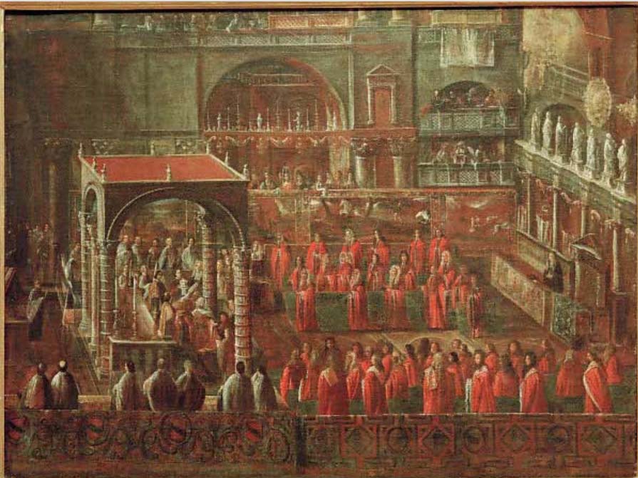 Coronación del doge veneciano en San Marcos (ca.1690).