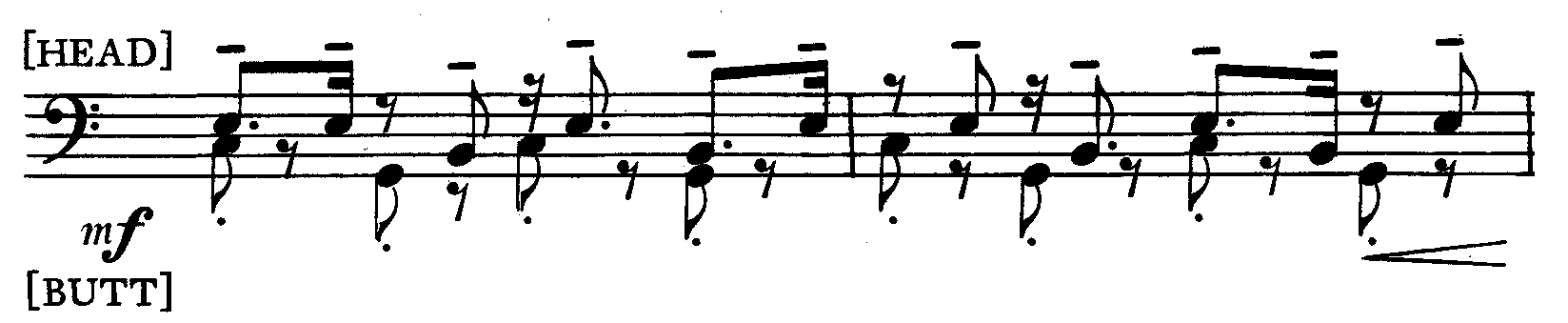 Superposición de ritmos en relación [4:3] en la Marcha de Elliott Carter.
