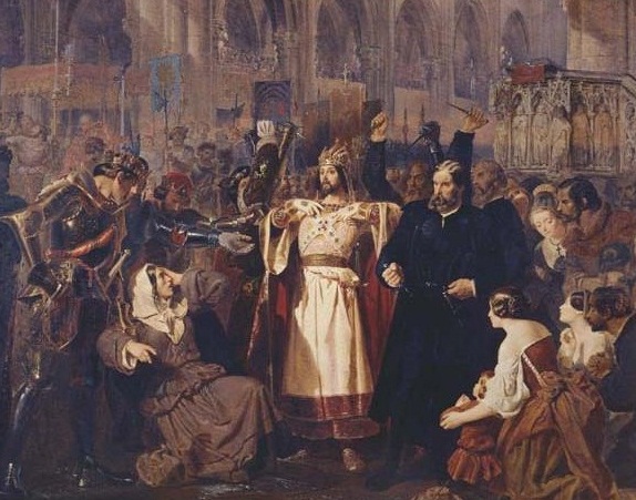 Escena de la Coronación [1851] de El profeta de Meyerbeer, en un óleo de Edward Corbould.