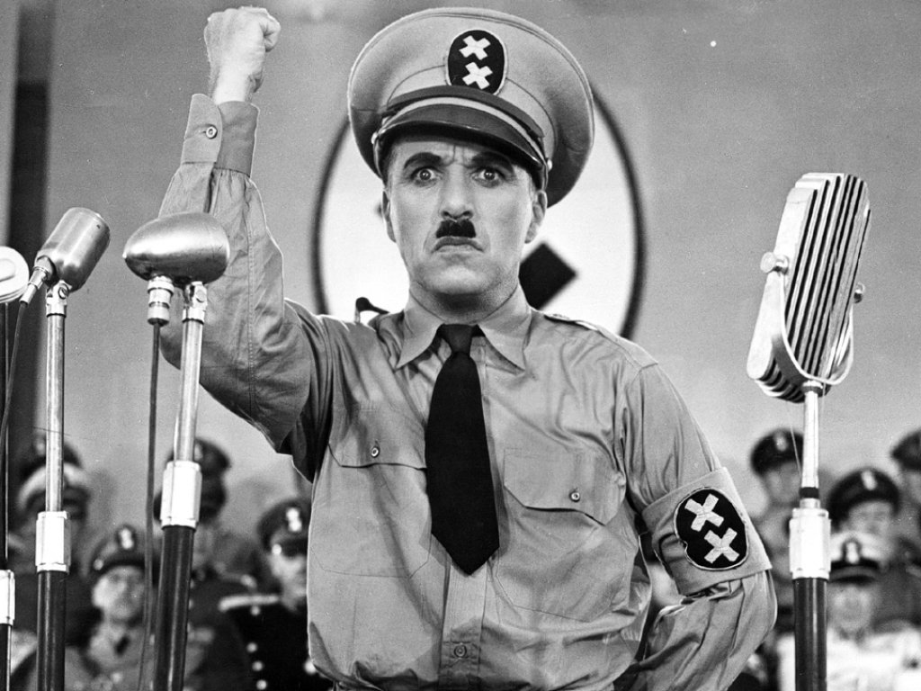 Imagen de "El gran dictador" [1940] de Charlie Chaplin.