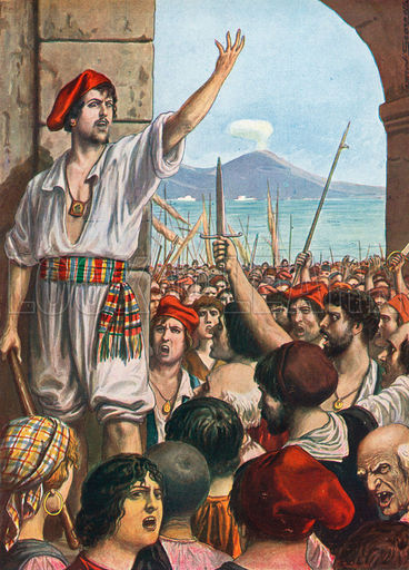Masaniello, líder de la revuelta napolitana que acabó con la instauración de la efímera República Napolitana de 1647.