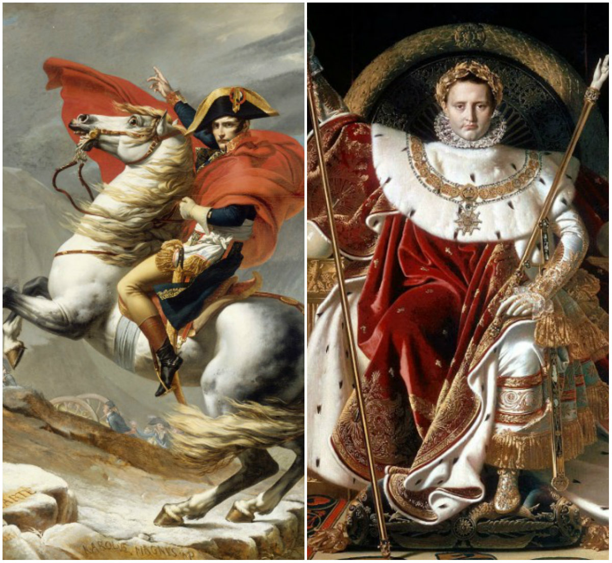 Napoleón Bonaparte, como cónsul y como emperador de Francia.