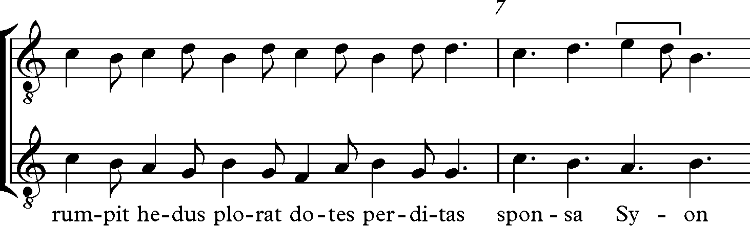 Transcripción rítmica del fragmento anterior.