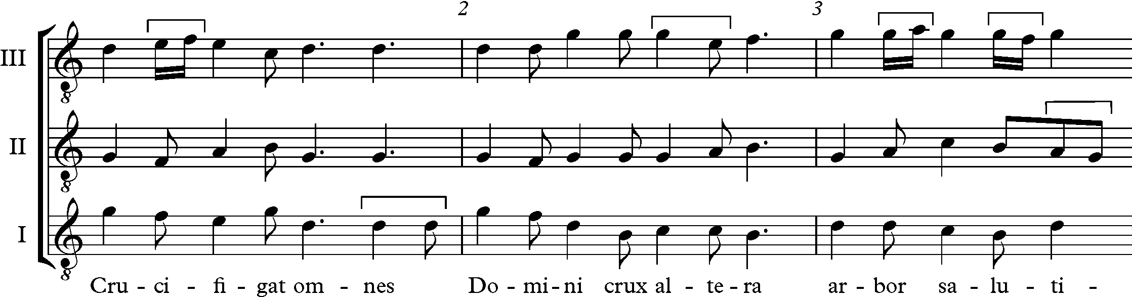 Transcripción rítmica del fragmento anterior.