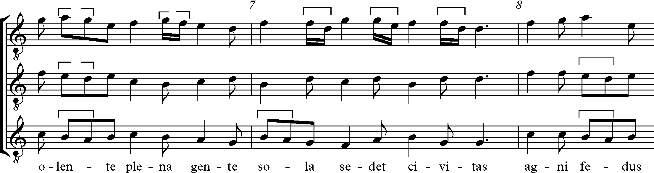 Transcripción rítmica del fragmento anterior.