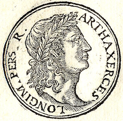 Efigie de Artajerjes I según un grabado de Guillaume Rouille (s.XVI).