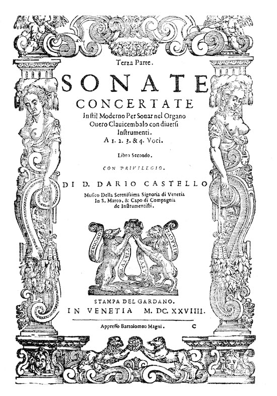 Frontispicio de las Sonatas concertadas en estilo moderno. Libro II.