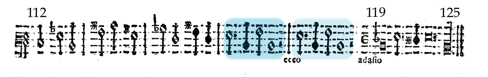 Efecto de "eco" en la Sonata nº4 del Libro II de sonatas (1629) de Dario Castello.