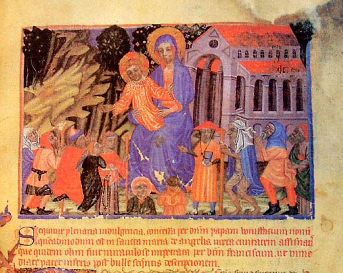 Milagros de la Virgen en una iluminación del Llibre Vermell de Montserrat