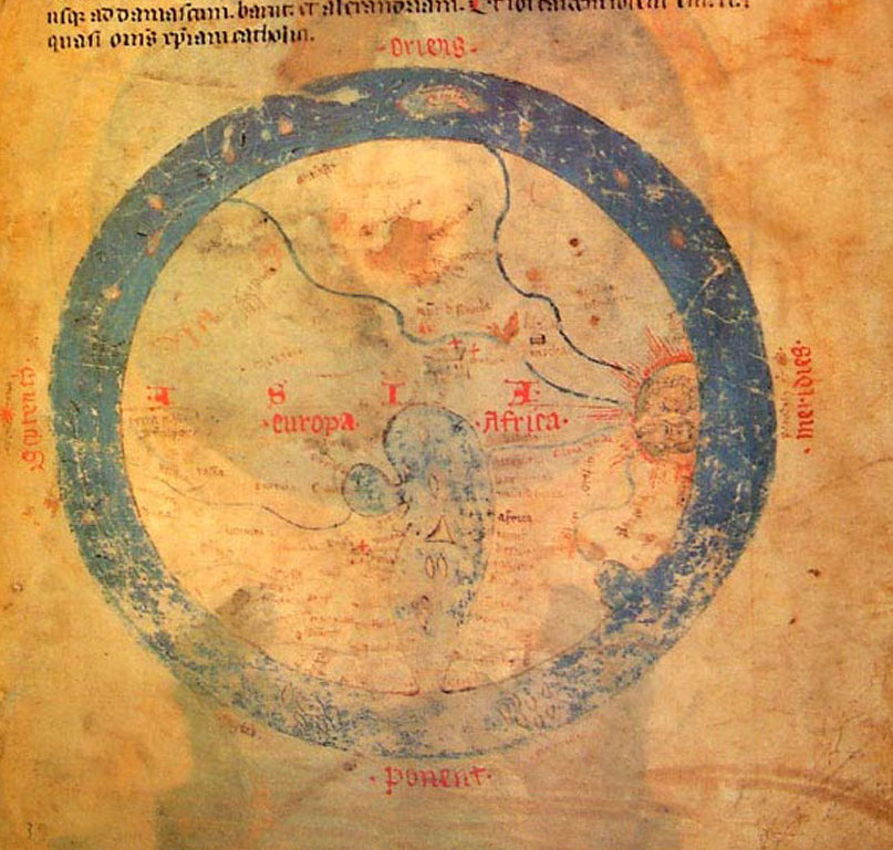 Mapa del mundo en una iluminación del Llibre Vermell de Montserrat